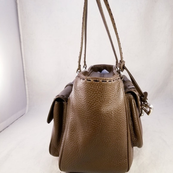 BRIGHTON PEBBLED LEATHER SADDLE BROWN SHOULDER HAND BAG PURSE EUC - Picture 9 of 12